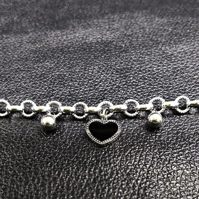 2019 браслет цепочка из нержавеющей стали с эмалью в форме сердца женский бисера