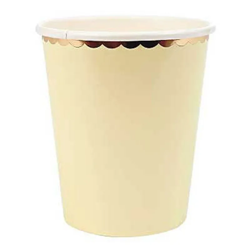 8 Yellow Cup Конфетный цвет с золотыми столовыми приборами, бумажные тарелки, пастельные салфетки для стаканчиков, шары в виде макаруна на день рождения, детский душ, Свадебный декор - Цвет: 8 Yellow Cup