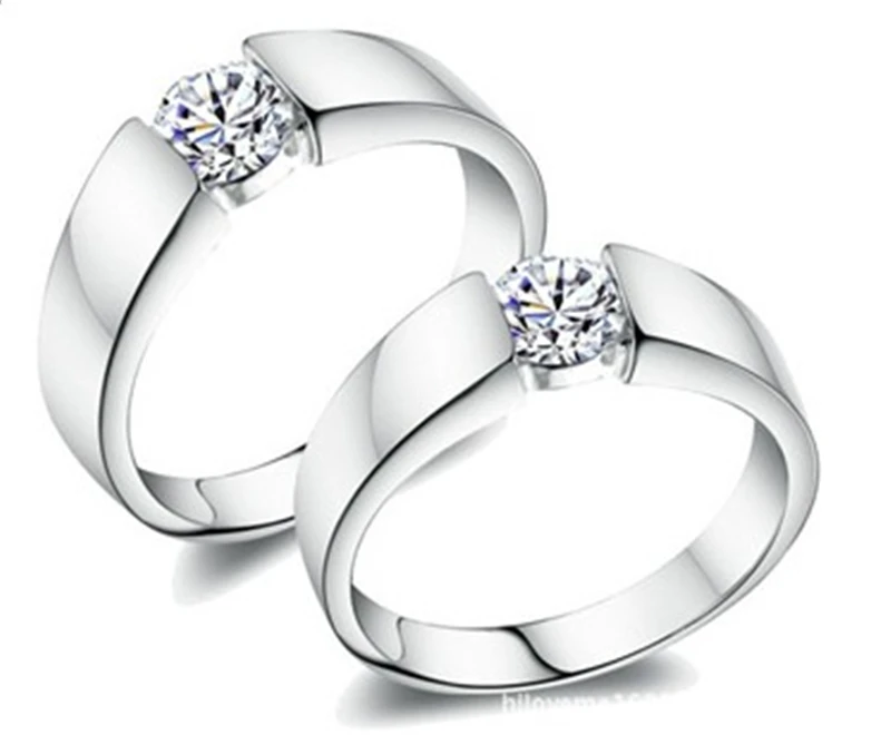 1 пара набор серебряных колец для мужчин и женщин обручальные кольца с цирконием