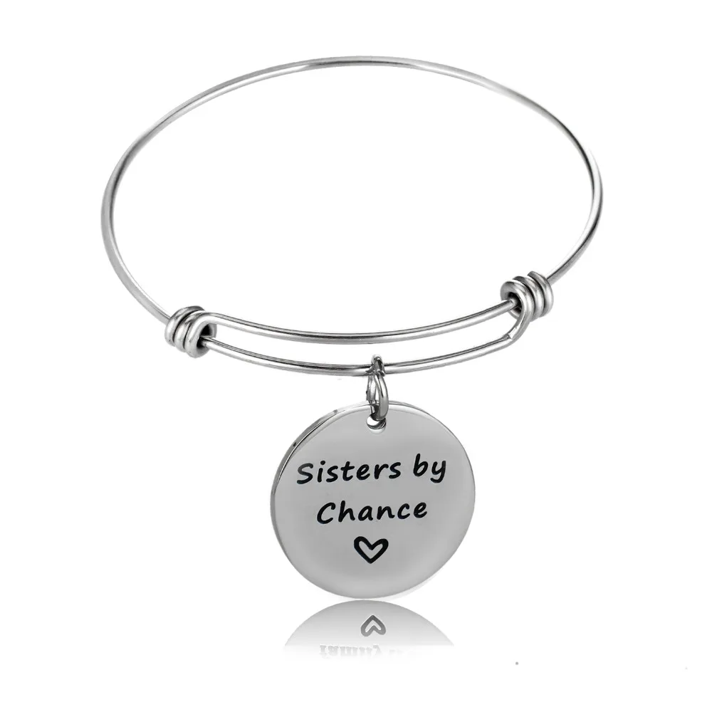 12 компл./лот Sister By Chance Friends Choice браслет из нержавеющей стали с сердечком подвеской