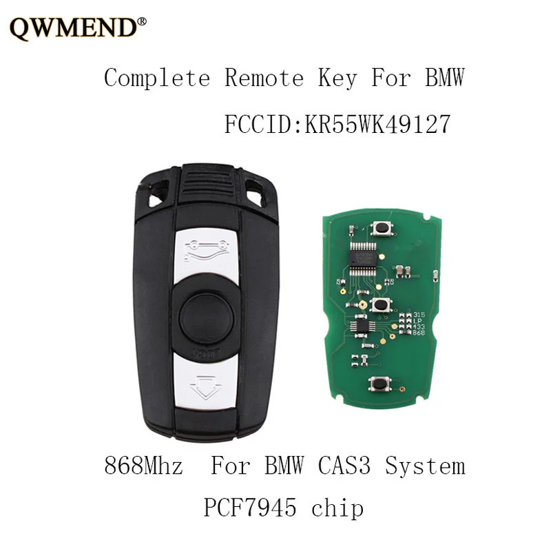 QWMEND 3 кнопки 868 МГц Автомобильный Дистанционный Ключ DIY для BMW 1/3/5/7 серии CAS3 X5 X6 Z4