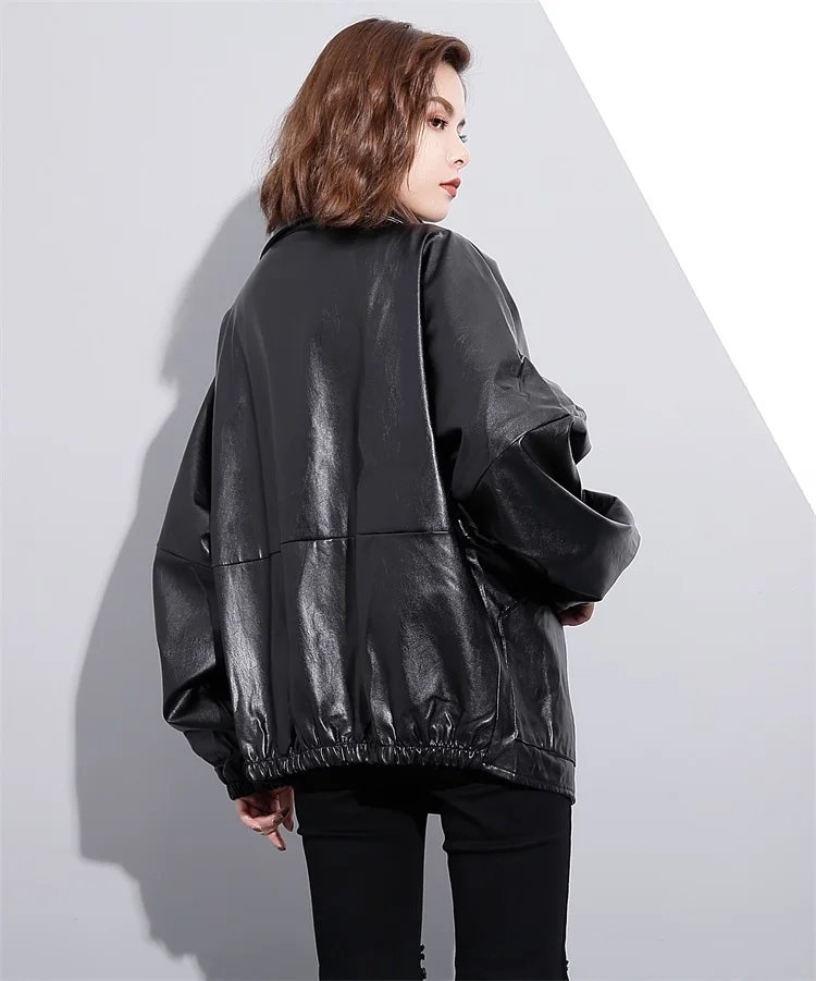 Depictdream 2017 New Pattern Winter Female PU Leather Clothing Short Loose Coat Woman Big Size Lapel Long Sleeve Jacket | Женская одежда