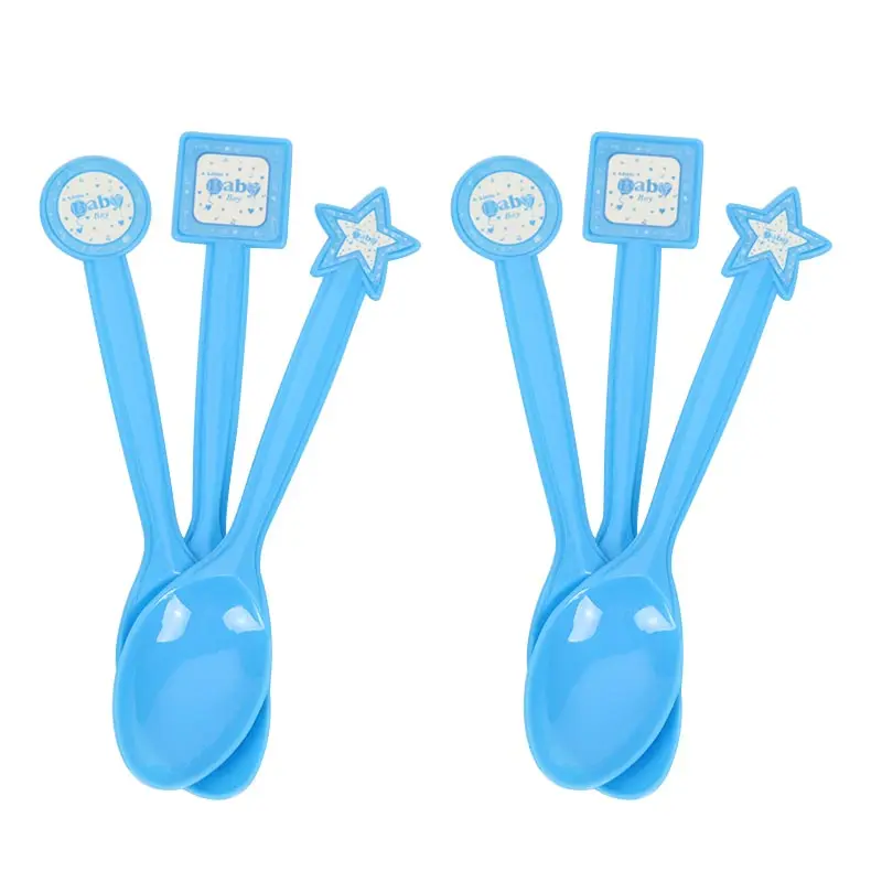 Spoons X 6pcs 1 комплект, вечерние бумажные салфетки под чашки для маленьких мальчиков, на 1 день рождения, на 1 день рождения, настольные салфетки для детей, подарки на день рождения - Цвет: Spoons X 6pcs