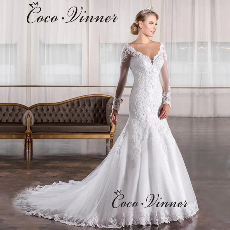 Vestido De Noiva Винтаж детское платье силуэта русалка свадебное с длинными рукавами
