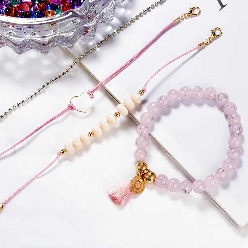 4 шт./компл. богемное сердце цепочка из бисера узор диск кисточки хрустальные