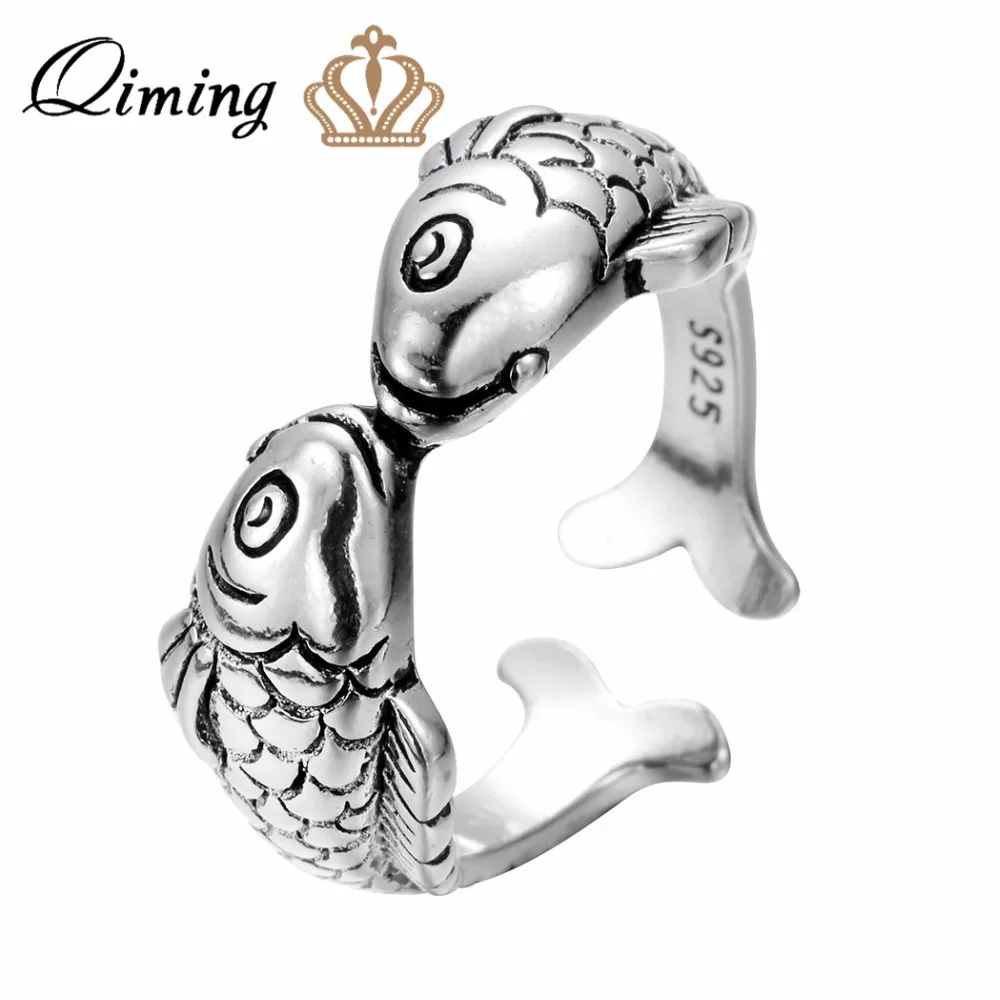 QIMING очаровательное модное поцелуй кольца с рыбками для женщин Новая модная