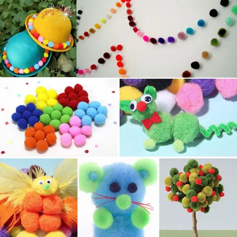 1200 шт 10 мм Ассорти помпоны для DIY креативные поделки украшения(смешанные цвета