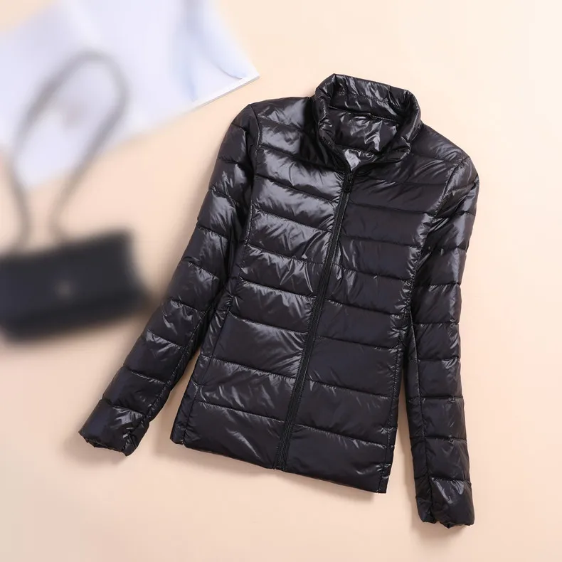 

Ultra Light Down Jacket Women Short Down Parkas Thin Coats Long Sleeve Duck Down Padded Slim Fit Outwear Tops 2018 Plus Size 4XL