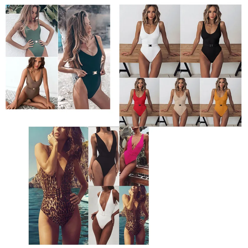 Женский купальник-бикини с пряжкой u-образным вырезом и высокой талией в стиле