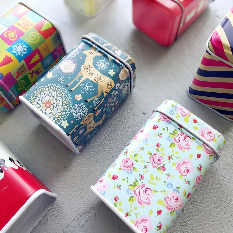 Рождественский мини жестяной ящик контейнер для хранения лекарств Дело Макияж