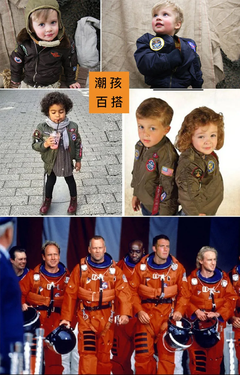 WZJP/зимняя куртка-бомбер для детей 2-12 лет, летная куртка, ma-1 pilot air force, детская бейсбольная куртка-пуховик с подкладкой для маленьких мальчиков