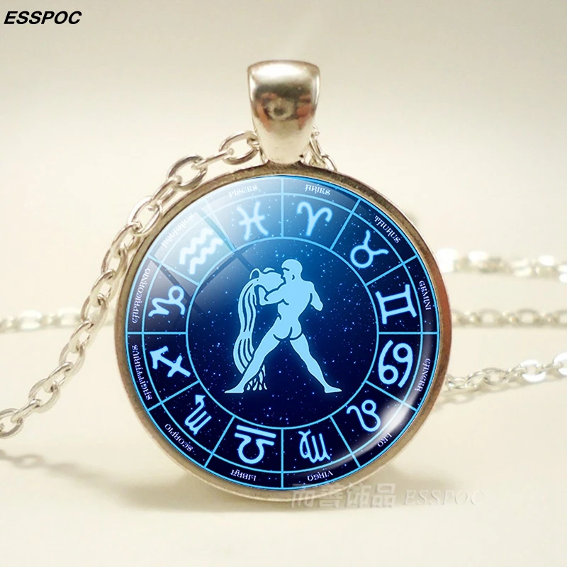 Ожерелье с подвеской в виде знака зодиака 12 знаков стеклянная цепочка кабошоном