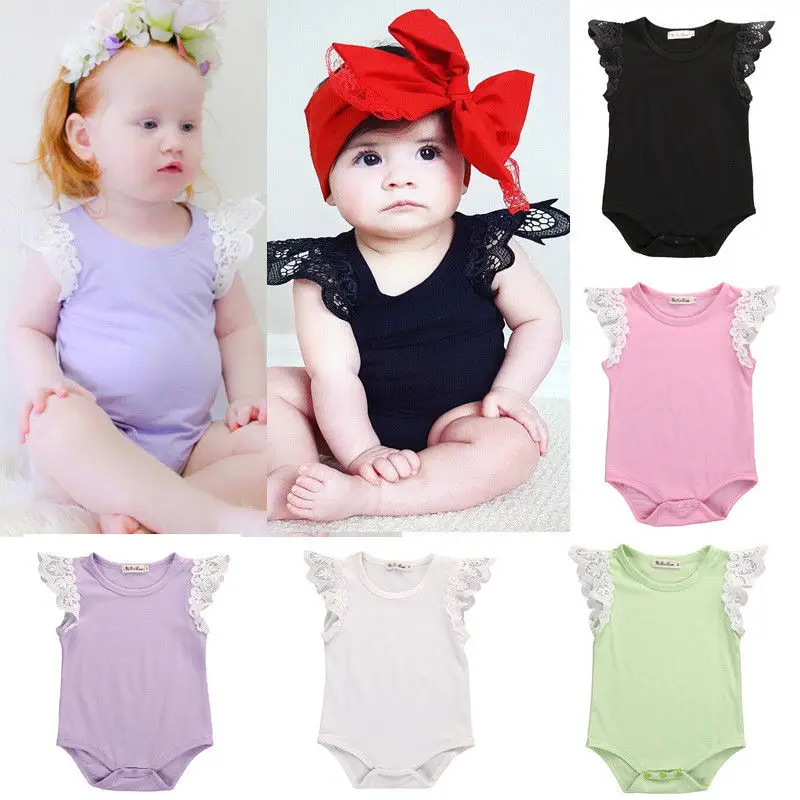 Хлопковый комбинезон для новорожденных девочек кружевной джемпер без рукавов с