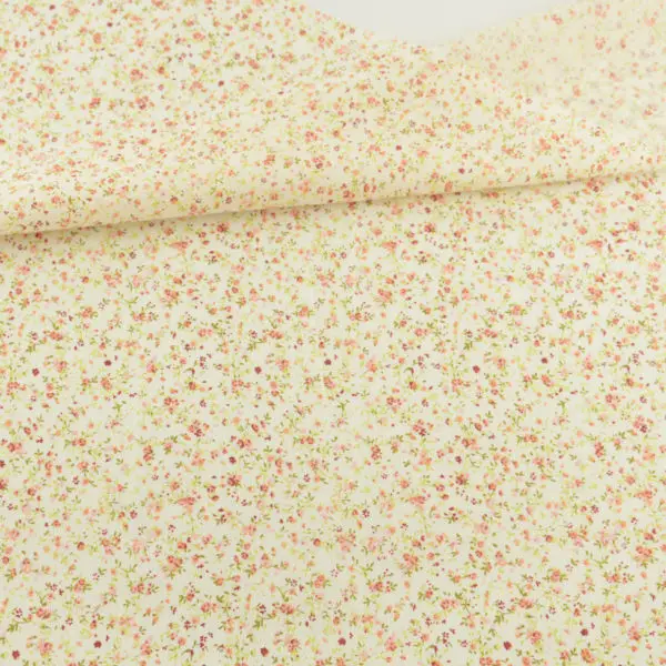 100% Light Yellow Cotton Fabric Printed Mini Flowers and Leaf Design Tela Art Work Patchwork Home Texitle Fat Quarter Doll's DIY|cotton