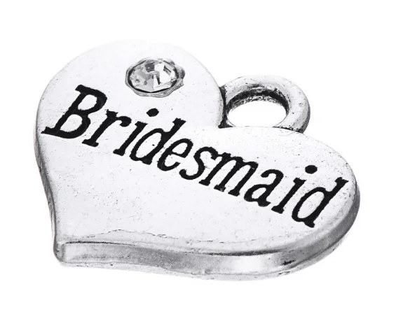 50 шт. подвески для подружки невесты инкрустация Стразы Подвески в форме сердца