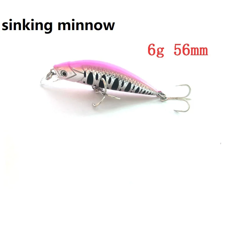 

1pcs minnow Fishing Lure 5.6cm/6g Lures Artificial Hard Baits Lifelike Crankbait Swimbait Sinking Wobblers For Pike Bass Trout