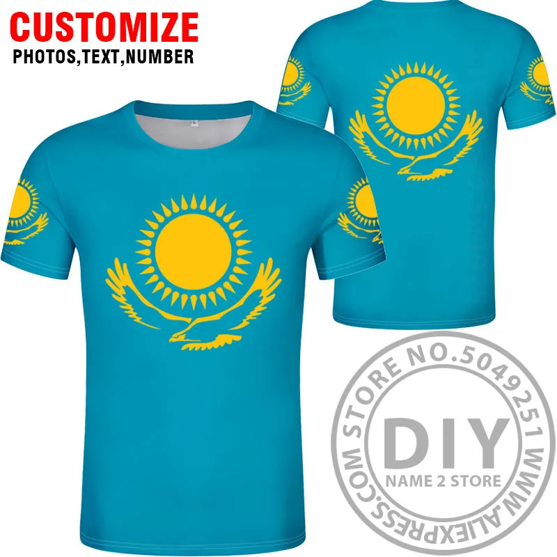 KAZAKHSTAN футболка diy на заказ с именем и номером Каз футболка Национальный флаг kz русский kazakh страна колледж принт Логотип Одежда