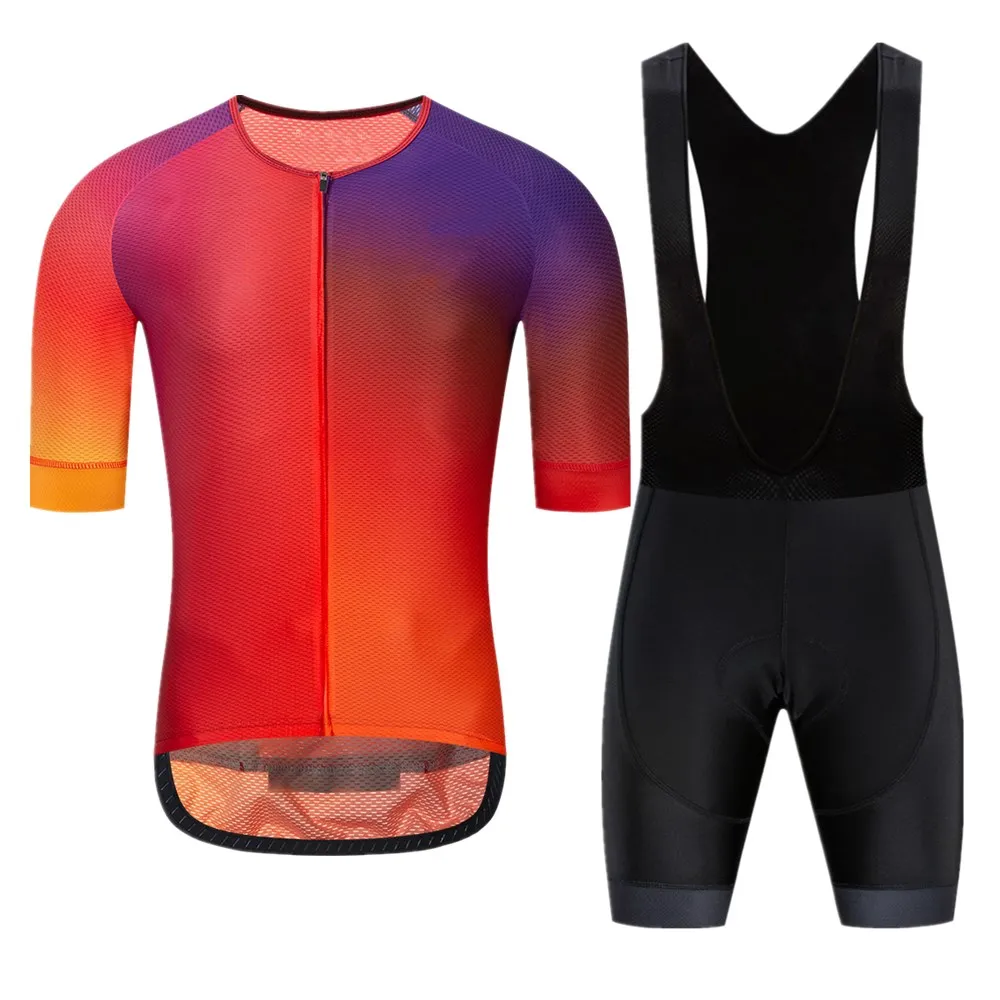jersey and bib short LUBI Мужской комплект для велоспорта 5 Цветов Летняя одежда из трикотажа губка с высокой плотностью коврик одежда для езды на горном велосипеде комплект велосипедная Одежда дорожный костюм - Цвет: jersey and bib short