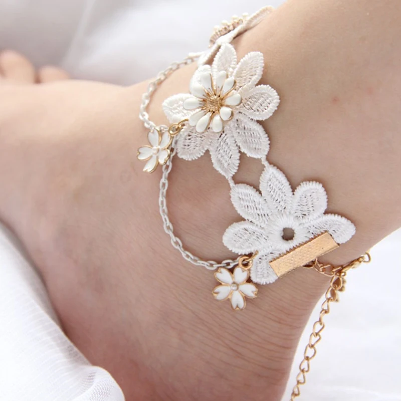 Чешский ножной браслет крючком Босиком Сандалии для девочек невест Обувь Cheville