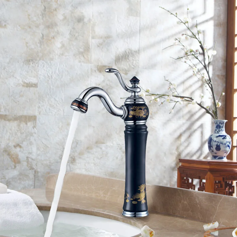 Элегантный керамический латунный Смеситель для раковины цвета розового золота
