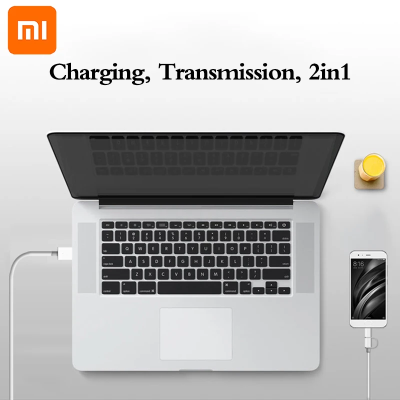 Оригинальный кабель Xiaomi 2 в 1 Micro USB для синхронизации данных и зарядки типа C