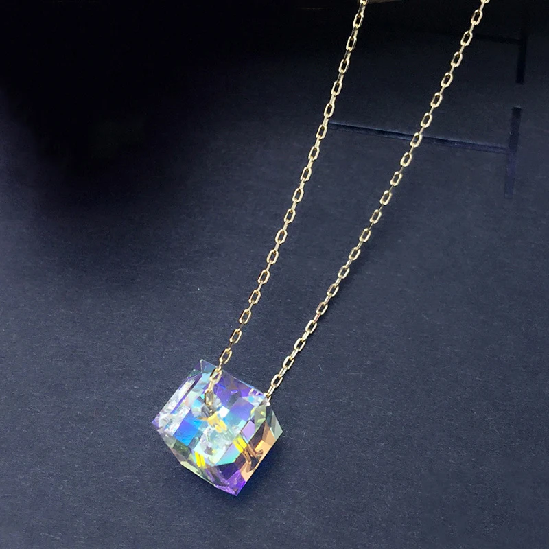 Перегородка оригинальные кристаллы Swarovski Кулон Ожерелья золотого цвета цепочка