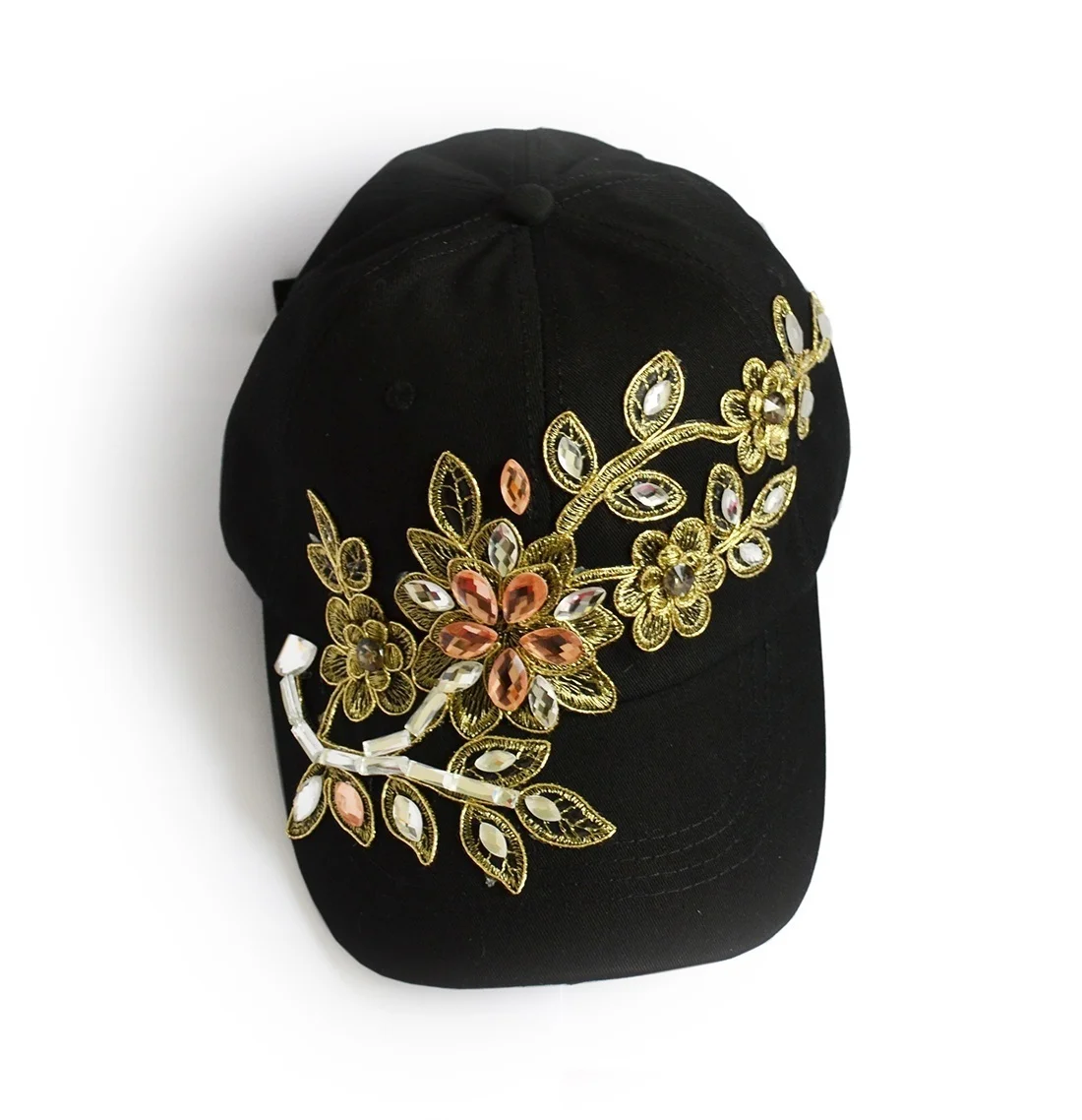 Women''s Applique Flower Rhinestone Studded Baseball Cap Bling Denim Tennis Hats | Аксессуары для одежды