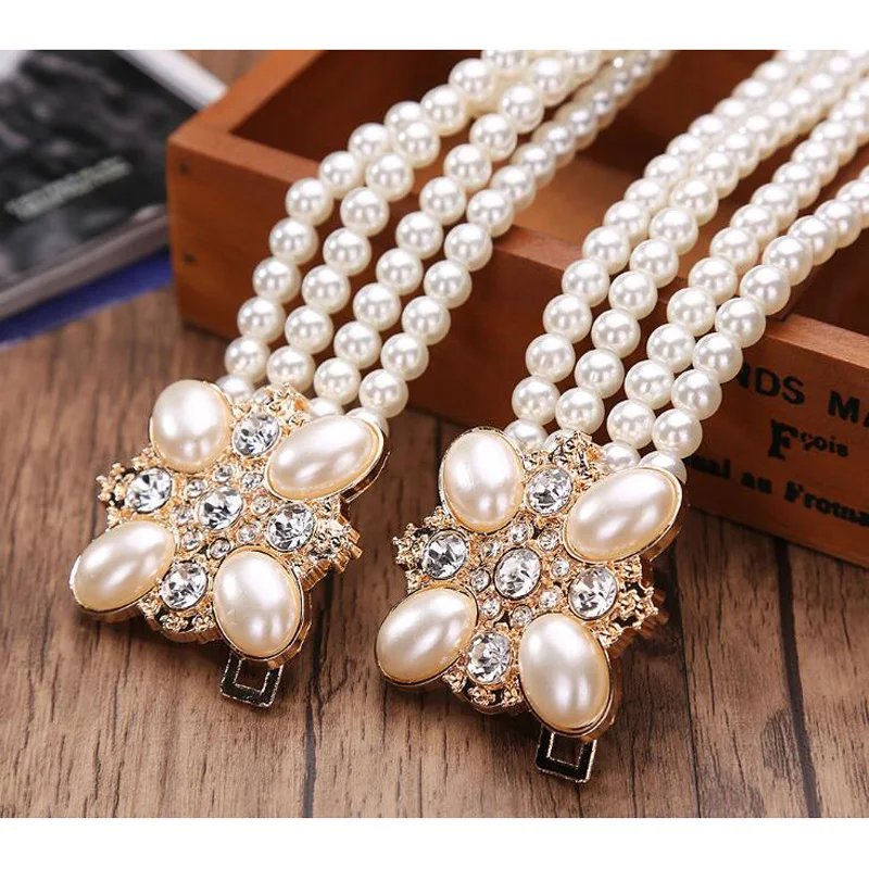 

2019 New Beautiful Shiny Luxury Exquisite Pearl Women's Belt With Rhinestone Match Female Belts Accessories Dress waist belt
