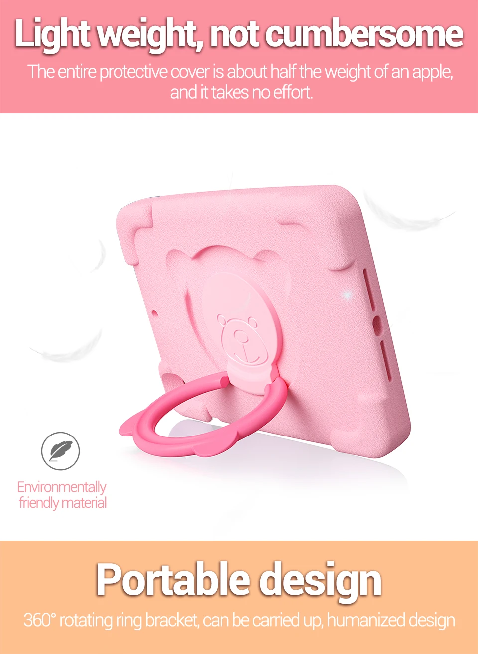 PZOZ Mooie veilige hoes voor iPad Air 2 Pro 9.7 inch Mini 1 2 3 4 5 Houder EVA hoes Druppelbestendig Schokbestendig Kinderen Zacht Niet-toxisch Kindercasus Stentkoffer Vouw Folio Koffer Beschermend omhulsel