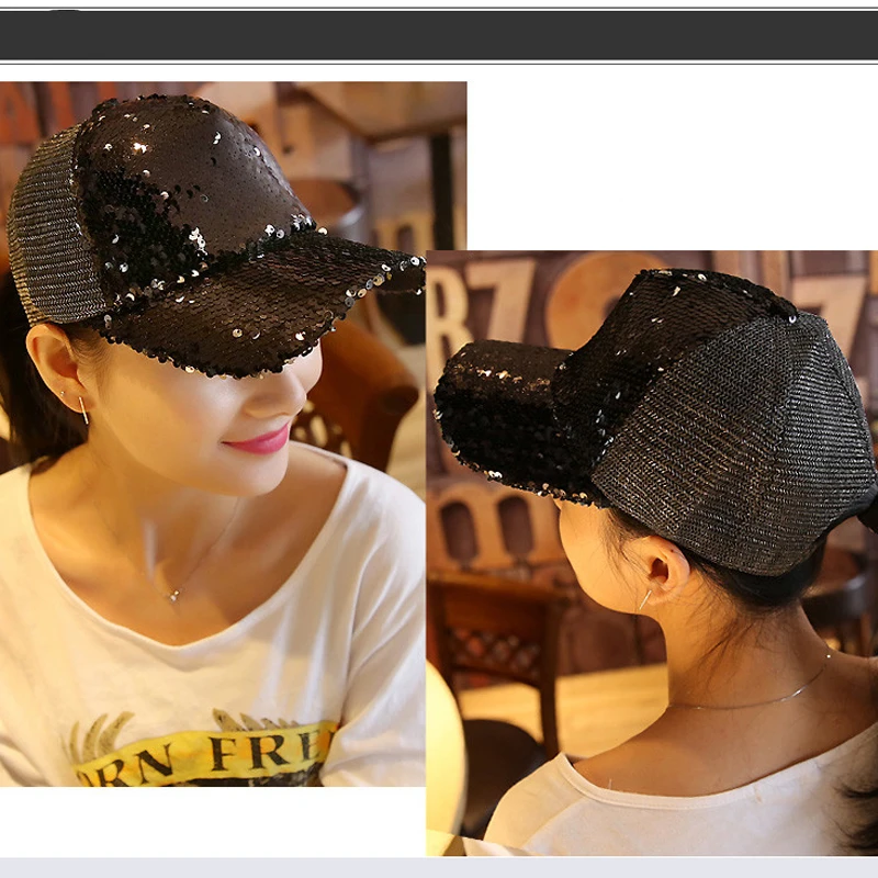 2019 Горячая украшенная сияющими блестками Сетка Расшитая Бейсбол Кепки ярких