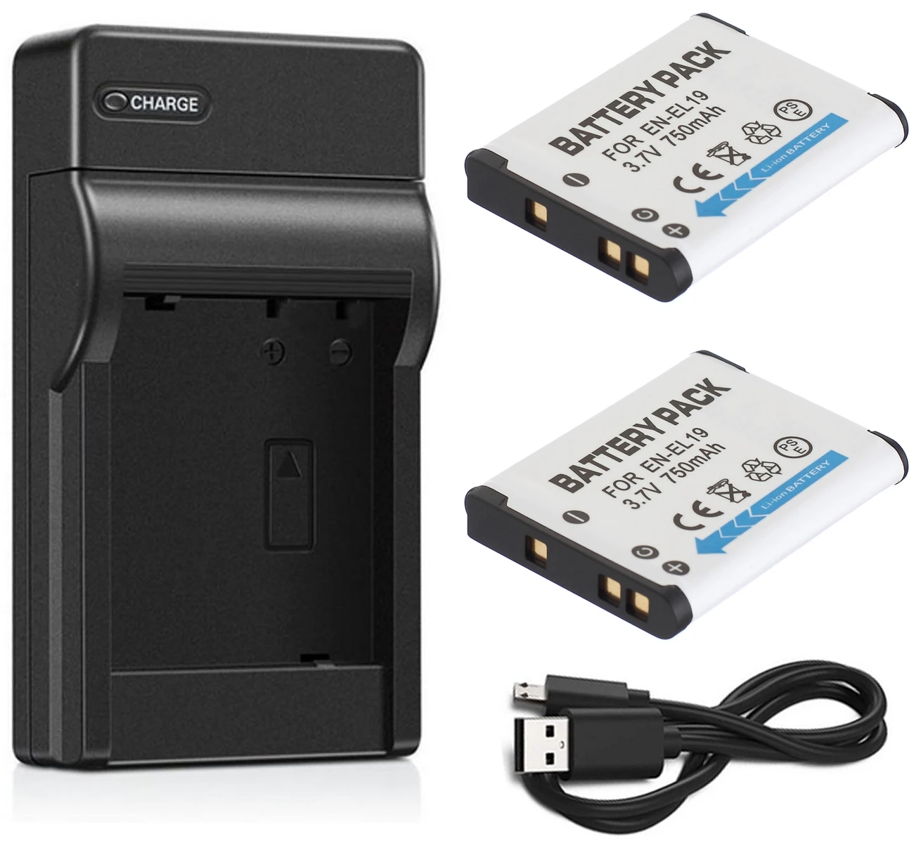 2B and USB Charger EN-EL19 аккумулятор 2-Pack+ зарядное устройство для цифровых камер Nikon Coolpix S2500, S2600, S2700, S2800, S2900, S4100, S4200, S4300, S4400 - Цвет: 2B and USB Charger