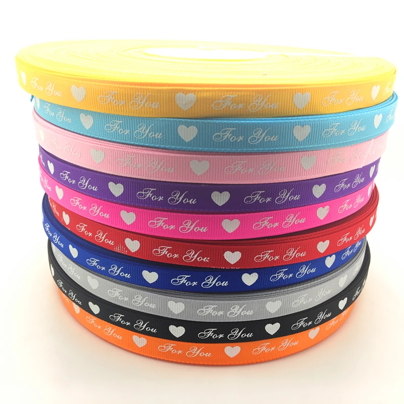 5 ярдов, 3/8 '', 10 мм, с принтом LOVE Grosgrain, лента для волос, бант/Рождество/свадьба, DIY шитье,# GD21-30
