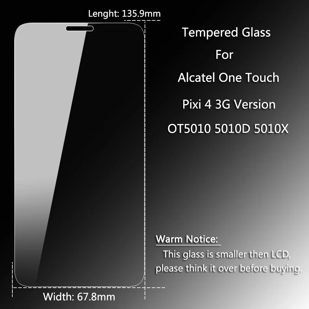 Tempered Glass for Alcatel Pixi 4 3G Version OT5010 Explosionproof LCD Screen Protector One Touch 5010D 5010X | Мобильные телефоны