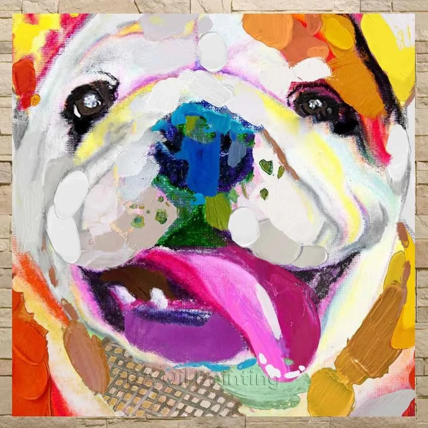 

Free Shipping Hand Painted Abstract Dog Picture Cartoon Animals Oil Painting On Canvas Wall Art For Living Room Decor No Framed