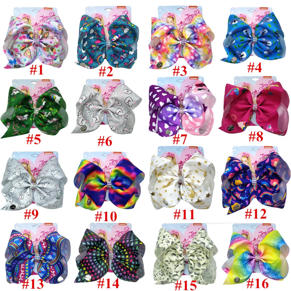 8&quot Jojo Bows for Girls /Jojo Siwa Large Unicorn Christmas Hair With Clips Bowknot Handmade Accessory | Детская одежда и обувь