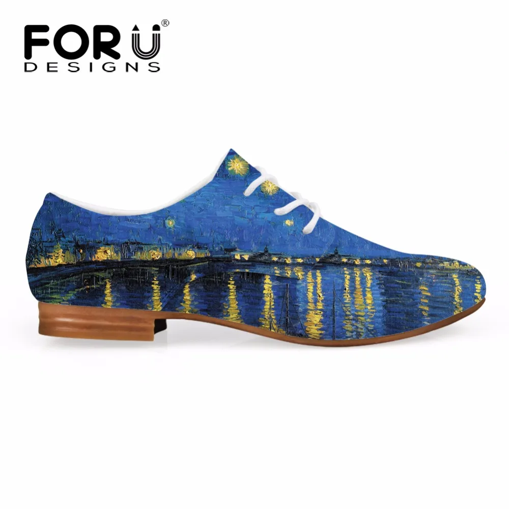 FORUDESIGNS/Туфли оксфорды женские кожаные туфли высокого качества с 3D принтом в виде
