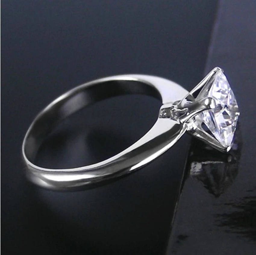 2Ct 7*7mm Princess Cut G-H Test Positive Moissanite Diamond Ring WARRANTY 925 Sterling Silver Wedding | Украшения и аксессуары