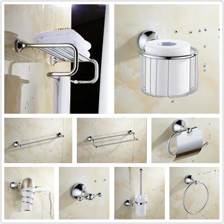 Золотистая полированная латунь и кристаллические Аксессуары для ванной комнаты