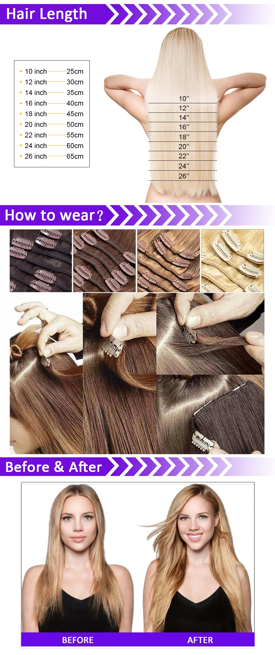 Человеческие волосы для наращивания на заколках, 120 г, волосы remy на всю голову, 7 шт. в наборе, бразильские волосы на заколках для наращивания