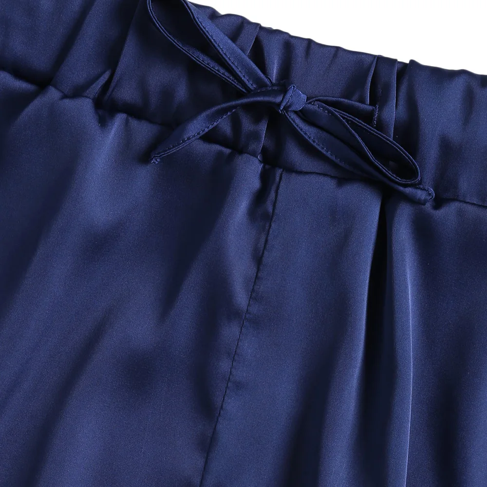 AZULINA Лето Satin Cami Top упругие талии шорты пижамный комплект 2018 Для женщин комплекты