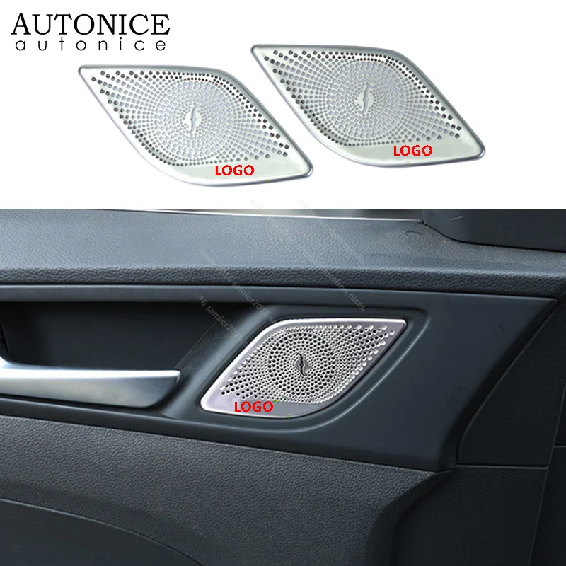 

2pc Steel Front Door Speaker Frame Decorator Cover For Hyundai Tucson 2015-2018