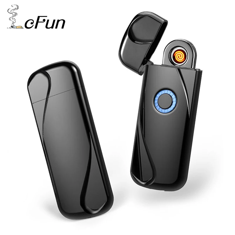 Металлический USB Перезаряжаемый электронный прикуриватель ультра-тонкие беспламенные электрические ветрозащитные, импульсные зажигалки для сигарет