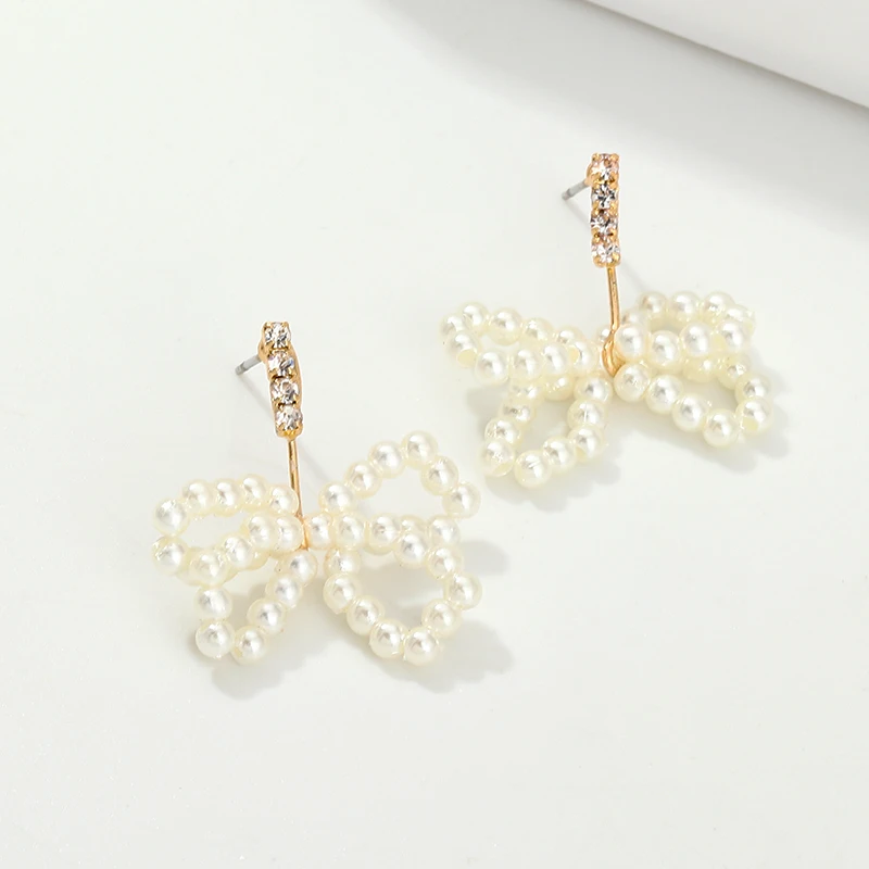 8 сезонов новые модные серьги-гвоздики из золотого металла с бантиком и