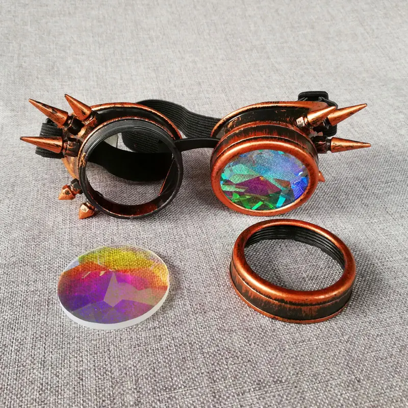 Очки для калейдоскопа, мужские, женские, Oculos, стимпанк, солнцезащитные очки, круглые, Rave, косплей, клипсы, очки, вечерние, готические