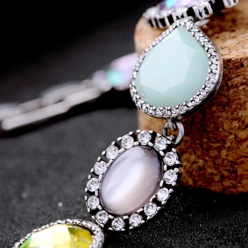 Очаровательный кристалл печатных имитация драгоценных камней женский браслет