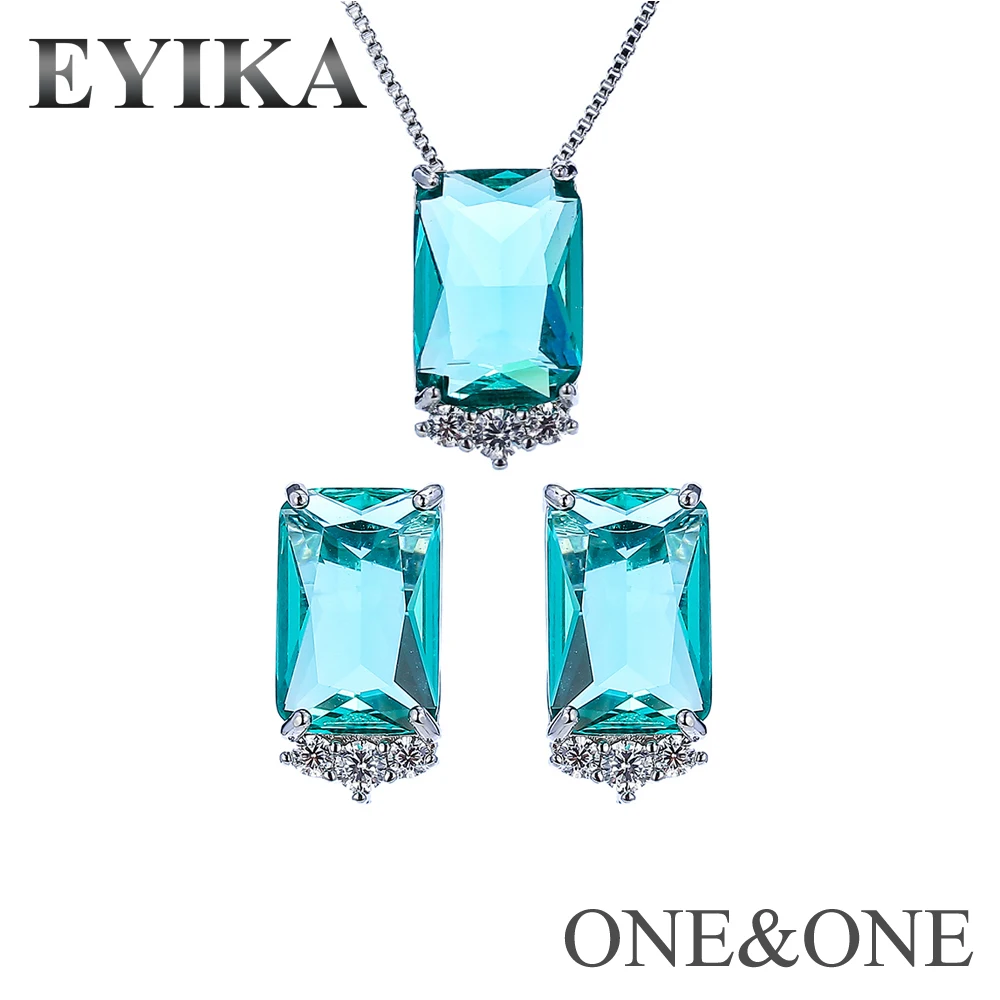 EYIKA квадратные ювелирные наборы оптом модный стеклянный кулон ожерелье/серьги