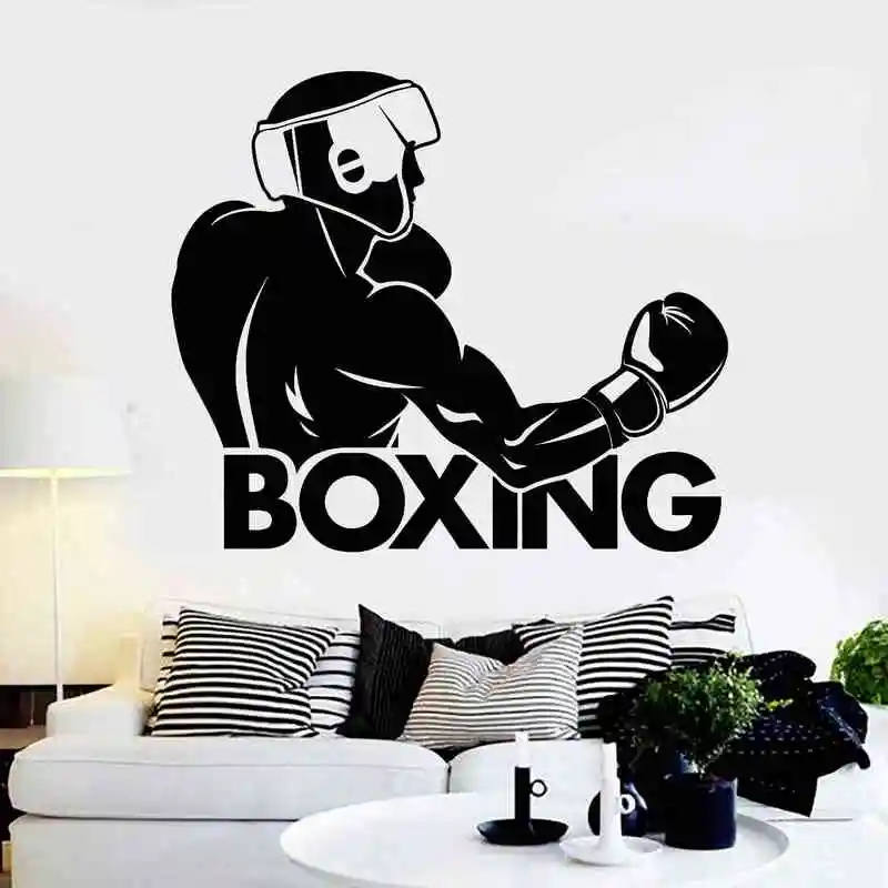 Боксерские настенные стикеры Kick Boxer Play перчатки Бесплатные боевые виниловые