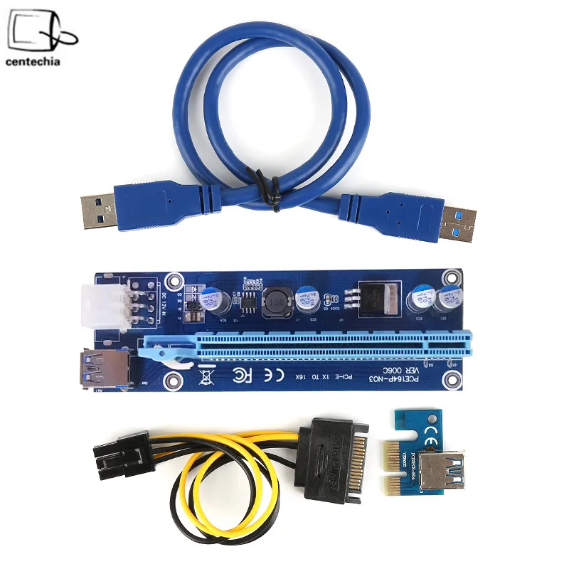 Адаптер PCI E Express 1x к 16x расширитель переходника карта с кабелем USB 3 0 50 см питание