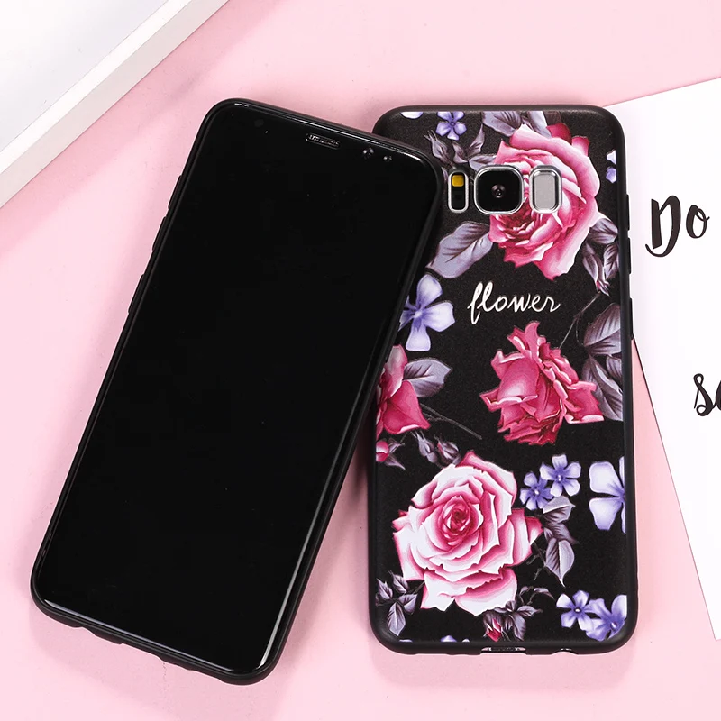 Рельефный цветочный чехол для Samsung Galaxy S8 S9 S10 Plus S7 Edge A7 2018 J7 2017 J3 2016 J5 A3 A5 A8 |