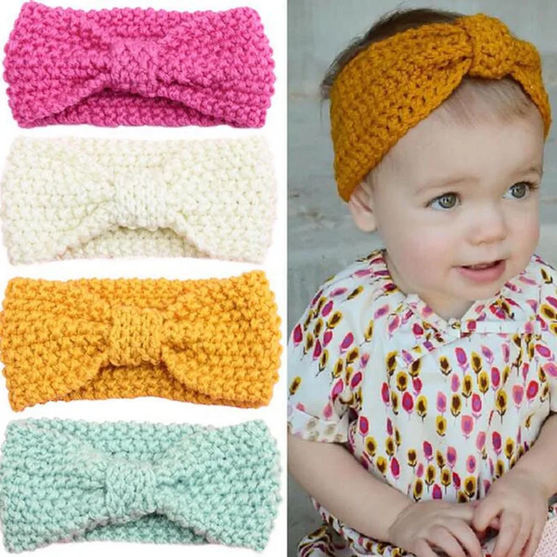 2017 милые зимние детские аксессуары для волос вязаные крючком Детские богемные